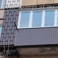 Фото. Ремонт балкона под ключ, профлист коричневый. Кривой Рог
